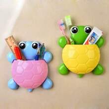 2pcs Animal Toothbrush Rack Turtle Strong Suction Cup Toothbrush Toothpaste Storage Shelf Bathroom Wall Mounted Toothbridge Seat PP+PVC Material Helps You Store Toothbrush Toothpaste Can Also Be Used For Makeup, Brushing, Tableware, Etc. Not Only Practical, But Also Decorates The Wall Space, Making Life Full Of Fun