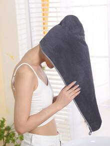 柔软吸水干发帽，纯色带滚边，柔软吸水干发帽和浴袍套装，温暖舒适，适合沐浴、游泳、浴室、泳池，四季皆宜，可用于美容院、酒店、运动、家居等场合，毛巾，护肤干发巾 - 深灰色 - 查看 10