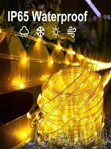 1PC 7M/12M/22M/32M 18650-800mAh Outdoor Solar Tube Rope Led Light Garden Christmas Decoration Fairy String Light Outdoor Wedding Party Led Lamp,LED Solar Leather Tube Light String PVC Rainbow Tube Christmas Day Courtyard Outdoor Decoration Color Light Copper Wire Light