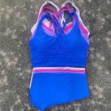 Solid Color Gym Bike Yoga Set Short Legging +Back Sport Bra Tracksuit Athletic Women Gym Suit Comprehensive Training Jog - Leopard Print - View 3