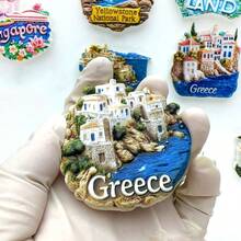 1pc Resin Santorini, Greece Dreamy Fridge Magnet, Athens Travel Souvenir Home Office Storage Cabinet Decor, Meaningful Creative Gift - Multicolor - View 16