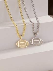 1 Stück personalisierte Halskette in Sportball-Form mit Name, verschiedene Stile, Vatertag, Valentinstag, Geburtstag, Jahrestag, Freunde, Studentenabschluss, Weihnachten, hochwertige Familiengeschenke, geeignet für alle Jahreszeiten
