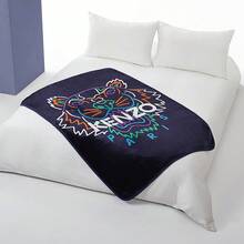 Kenzo Kleine Decke KRT-015S Modisches Muster Glatt und hautfreundlich Reichhaltiger Druck Sonnenwarmer Samt Sofortiges Modebewusstsein Bunte Tigerkopfdecke Blau