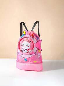 1pc Zipper Closure Fashion Cartoon Unicorn/Little Crocodile/Little Shark/Little White Rabbit Swimming Bag Children's Wet And Dry Separation Waterproof Storage Bag, Boys And Girls Sports Fashion Portable Cute Cartoon Backpack Bag, Suitable For Outdoor, School Daily Use, Is A Perfect Gift For Boys And Girls (Pattern Position Random)