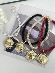 1 peça Moda Luz Luxo Simples Verão Liga Sol Pingente Tecido Torção Colar Senhoras Casal Irmãs Casal Jóias Presentes, Adequado Para Encontros Diários Feriado Praia Festa de Aniversário Férias Desgaste