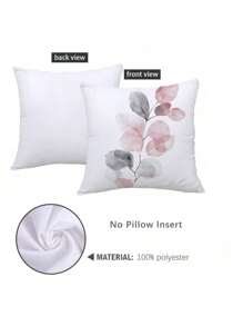 MEMNUN 4 Stück Aquarell Grau & Rosa Blatt Muster Kissenbezüge, 17,7*17,7 Zoll (45*45 cm)/19,69*19,69 Zoll (50*50 cm)/15,75*15,75 Zoll (40*40 cm), einseitiger Muster, ohne Kissenfüllung, geeignet für Heimdekoration, Wohnzimmer, Schlafzimmer, Auto, Sofa, Kopfteil