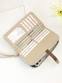 Women's Mini Handheld Phone Wallet Refined Snap Closure Contrast Color Block Soft PU Long Wallet Multi-Function Large Capacity ID Card Holder Zipper Wallet Lightweight & Fashionable For Women Wallet Purse Wallet Wristlet Wallet - Camel - View 5