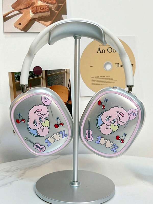 1 Pair Cute Cartoon Strawberry Rabbit Earphone Protective Case Compatible With Apple Max Headphones, Transparent TPU Anti-Dust Anti-Drop Anti-Scratch Full Coverage Earphone Shell