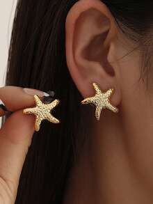 2pcs/Set Simple Boho Style Starfish Earrings, Women Gift For Beach, Vacation, Date, Daily Casual, Party, Vacation Matching - Shape - View 7