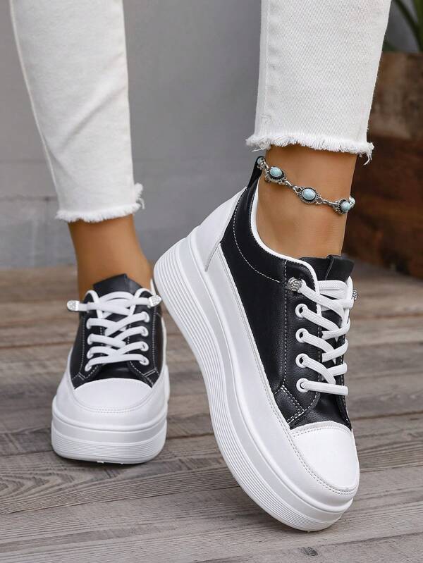 Sapatos Casuais Esportivos Versáteis e na Moda para Mulheres, Elegância Versátil, Tênis Casuais Respiráveis para Mulheres, Sapatos Baixos com Cadarço e Salto Oculto para Mulheres