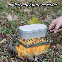 1pc Foldable Stainless Steel Outdoor Camping Cooking Rack, Suitable For Outdoor Travel, No Food Contact - Silver - View 5