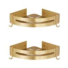 浴室壁挂式转角置物架，拉丝金铝材质，可作浴室淋浴架、洗发水架、浴室配件及工具。 - 金色 - 查看 7