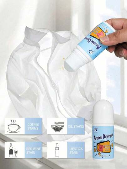 1/5 Bottle 50ml Powerful Stain Remover, Compact & Portable, Travel Clothing Stain Removal Essential, Suitable For Emergency Clothing Cleaning (Color/Style Random), Contains Effective Clothing Cleaning Liquid