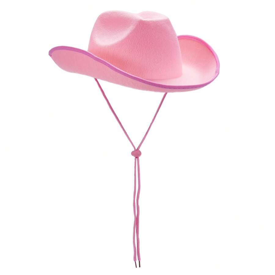 Women's Fashion Western Cowboy Hat - Elegant Raw Edge Wide Brim Design, Suitable For Dates/Parties/Events - 淺粉色 - 查看 1