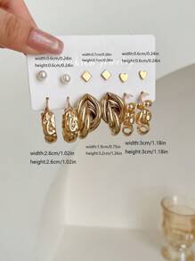6 Stücke/Set elegante kleine Perlenohrstecker mit verdrehtem Spiraldesign, geeignet für den täglichen Gebrauch, Partys und Zusammenkünfte