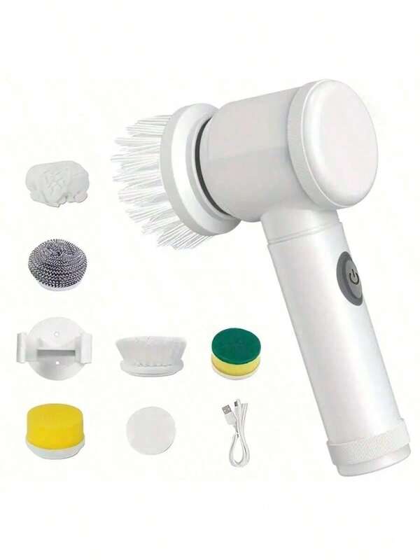 8 In 1 Wireless Rotary Cleaning Brush, Handheld Electric Cleaning Brush With Rechargeable Lithium Battery, USB Charging, Self-Rotating Power Cleaning Brush For Bathroom, Toilet, Glass, Wall And Floor - Reusable Plastic Material With Multiple Accessories, The Best Gift For Women, Mother's Day Gift Of Choice