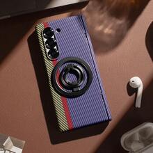 Hadaasi 1pc Multi-Color Water Transfer Carbon Fiber Texture Metal Magnetic Stand 360° Rotating Center Axis Hinge With Screen Tempered Glass Film Foldable Aramid Fiber Kevlar Texture Shell Film All-In-One Full Coverage Anti-Drop Protective Case Compatible With Galaxy Z Fold 8/Z Fold 8 Ultra/Z Fold 7/Z Fold 6/Z Fold 5/Z Fold 4/Z Fold 3 - Multicolor - View 9