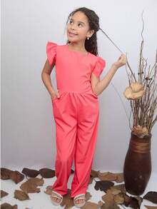 Stylish Long Jumpsuit For Children And Young People - Salmon - View 7