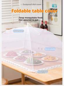 1pc Large Foldable Food Cover Fly Proof Kitchen And Outdoor Camping Food Cover, Feast Insect Proof Food Cover - White - View 12