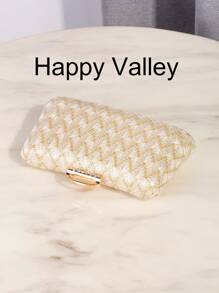 Elegant Metallic Chain Strap Clutch Purse, Minimalist Fashion Women Evening Bag For Weddings, Formal Parties, Galas And Gifting