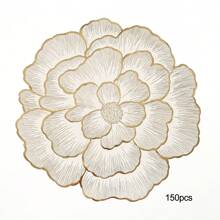 1 pièce/4 pièces/6 pièces/150 pièces Sets de table ronds en PVC style occidental avec motif pivoine, résistants à la chaleur, antidérapants, sets de table décoratifs pour hôtel, restaurant, fête, mariage, festival