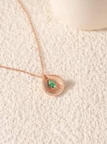 Folli Follie Necklace For Women Jewelry Gift For Women 925 Sterling Silver Cubic Zirconia Waterdrop Gamstone Pendant Necklace For Women For Gift