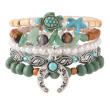5pcs Summer New Bohemian Style Men's Beaded Bracelet - Horseshoe Star Fashion Accessories - Suitable For Daily Wear - Gift For Friends & Family