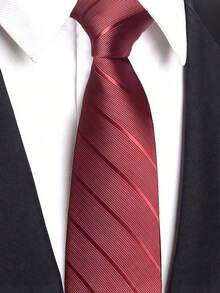 1 件高端男士拉链式领带，条纹商务正装领带，适合商务聚会、工作服、日常穿着婚礼配饰男士领带 - 多色 - 查看 13