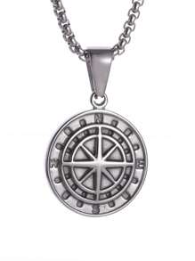 1PC Stainless Steel Compass Medal Pendant Necklace Men And Women Street Party Cool Jewelry Gifts