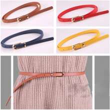 Fashion Black Blue White Pink Red Women Belts Skinny Waistband Pin Buckle Adjustable Belt Summer Dress Jeans Strap Pu Belts