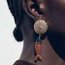 一对时尚个性化奢华釉面小鱼设计耳环，非常适合海滩度假 - 沙灘度假耳環 - 查看 7