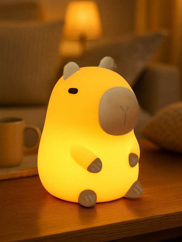 Luz nocturna linda de Capibara, luz nocturna de búfalo de agua con lámpara LED esponjosa, luz nocturna de ajolote, luz regulable con control táctil, tres velocidades y sensor de movimiento, lámpara nocturna de animal de novedad para mesa, dormitorio, decoración del hogar, regalos de cumpleaños y Navidad, ornamento, compañero de sueño