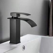 1 Stück nordische matt schwarze Edelstahl Wasserfall Armatur, Kalt- und Warmwasser Einzelloch Badezimmer Waschbecken Waschbecken Armatur