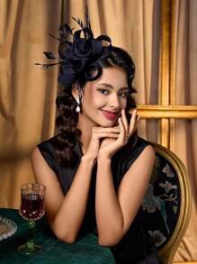 1Pc Fascinator Hats For Women - Tea Party Hats Fascinators Kentucky Headband Derby Hat Wedding Feathers Ribbon Headwear, Tiny Hats, Mini Fascinator, Mini Top Hat , Mini Cap, Head Piece, Rave Accessories, Gifts