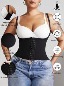 1 pieza Moldeador corporal talla grande para mujer que da forma a la cintura, con sujeción micromodelada de los senos, cierre del vientre y cintura delgada, para mujeres de talla grande