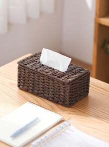 1pc Handmade Woven Tissue Box, Oriental Zen Minimalist Style For Living Room, Bedroom, Office