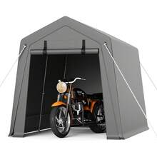 Carport Storage Shed, 6 X 8 Ft Portable Motorcycle Tent With Roll-Up Dual-Zipper Doors, Waterproof And UV-Resistant, Portable Garage For Motorcycle, Bike, And Outdoor Tools, Gray - Grey - View 1