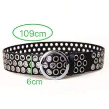 Fashion Rivet Decor Waist Belt With Vintage Distressed Look, Casual Accessory For Women, Coffee Color
