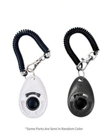 2pcs Set Pet Training Clicker & Whistle, Barking Control Device, Adjustable Sound Frequency, Random Black/White Color