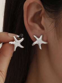 2pcs/Set Simple Boho Style Starfish Earrings, Women Gift For Beach, Vacation, Date, Daily Casual, Party, Vacation Matching - Shape - View 2