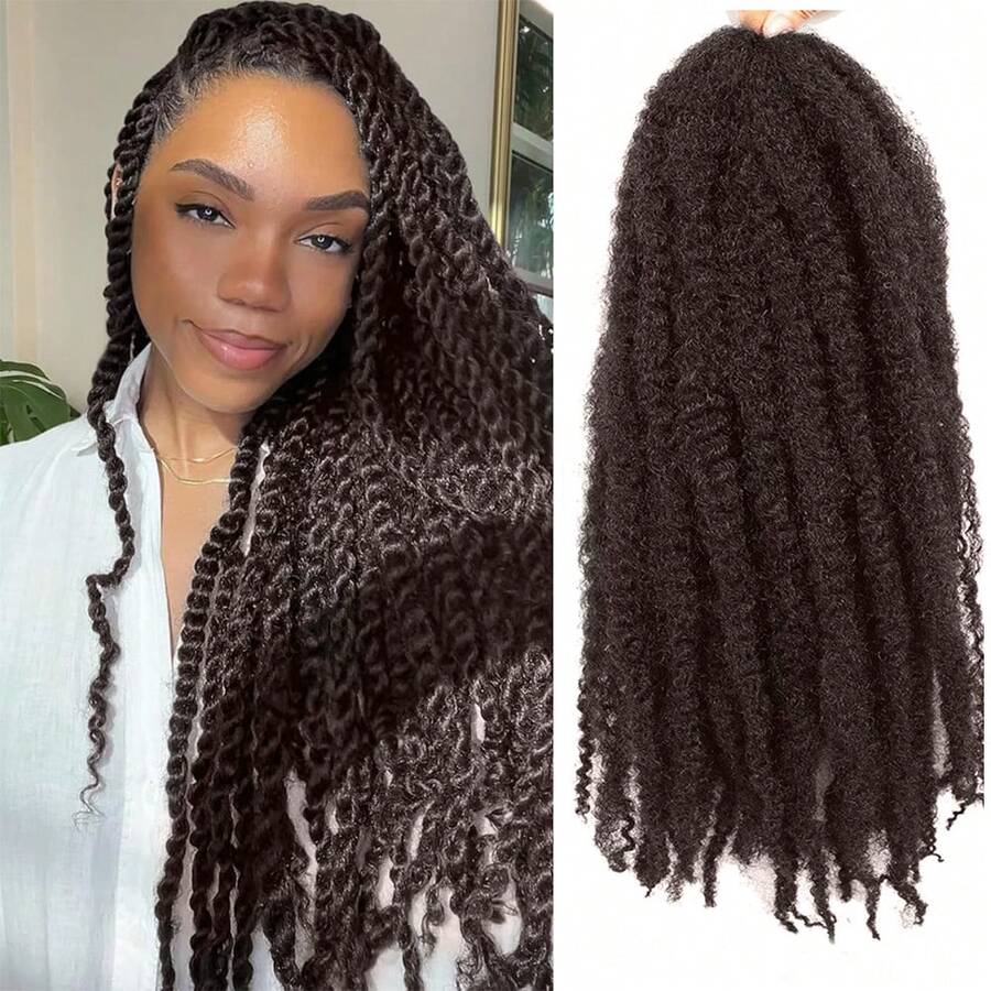 Marley Twist Braiding Hair 18 Inch Marley Twist Hair Long Cuban Twist Hair 1/3/8 Packs Ombre Blonde Afro Kinky Curly Twist Crochet Hair Synthetic Marley Hair Extensions