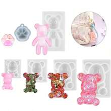 1 Set Of 6 Sitting Bear Shape Resin Molds, 3D Pendant Jewelry Craft Molds, Suitable For Bag Charms, Keychains, DIY Decorations, Daily Wear