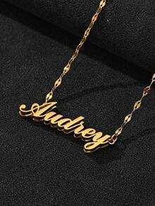 1 chiếc dây chuyền vàng 18K khắc tên cá nhân, mặt dây chuyền tên tùy chỉnh, trang sức tên tối giản, quà tặng cho nữ, kèm hộp quà sang trọng, có nhiều kiểu chữ và kiểu dây chuyền khác nhau để lựa chọn. - Vàng hai lớp - Xem 4