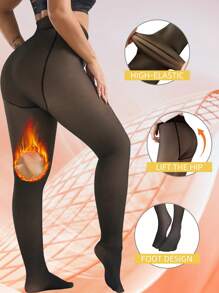 1pc 220g Women's Autumn And Winter Warm Silk Stockings, Black Long Socks Tight Pants, Bare Leg Artifact, Sexy And Cold Resistant Leggings For Business And Work In Winter, With Thick Fleece Pantyhose (Suitable For -20 ° C)