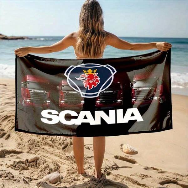 SCANIA Logo Ultrafijne Microvezel Strandlaken - Snel drogend, Superabsorberend, Zacht & Comfortabel - Perfect voor zwembad, zwemmen, bad, reizen & kamperen - Moderne Polyestermix, Breisel, 250gsm, Strandlaken