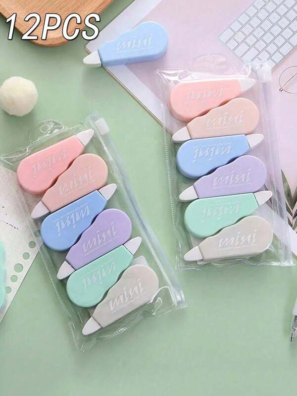 12PCS Macaron Correction Tape, Mini Student Ready-To-Use Correction Tape, Student Graffiti Correction Tape, Instant Correction, Cute Correction Tape Mini Candy Color Student Correction Tape, Easy To Carry, Suitable For Graduation And Enrollment Gifts, Students And Office Back To School Use