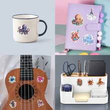 55 piezas Pegatinas lindas de pulpo, pegatinas divertidas de criaturas marinas de dibujos animados, pegatinas de tema oceánico, decoraciones artísticas a prueba de agua para sobres, botellas de agua, computadoras, portátiles, teléfonos, equipaje, cuadernos, refrigeradores