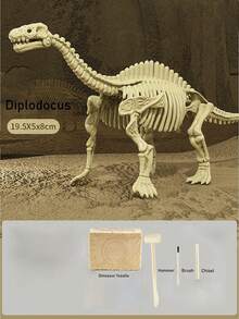 1Pc Dinosaur Fossil Digging Toy (Free Tools) - T-Rex/Triceratops & More, Kids DIY Educational Digging Treasure Toy For Boys Girls