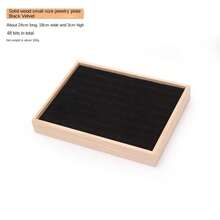 Placa de anillo pequeña de madera maciza simple de 100 dígitos, vástago, anillo de pareja, arete de perno, bandeja de exhibición de almacenamiento, placa de 48 dígitos - Negro - Ver 2