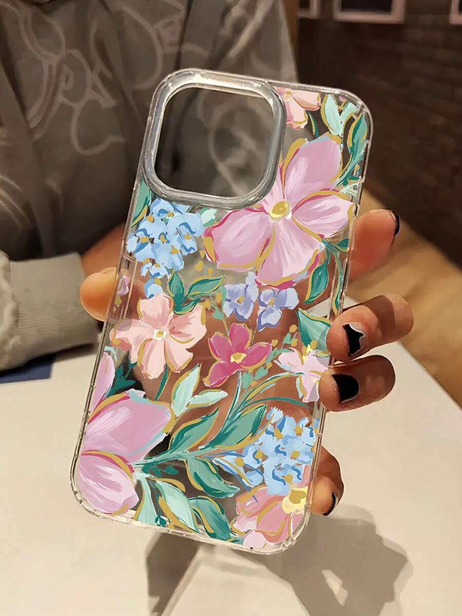 Funda de teléfono transparente con diseño de hoja floral y patrón de orquídea rosa, 1 pieza, resistente a golpes, compatible con iPhone 16 Pro Max, 15/14 Plus, 13/12/11 y series, a prueba de agua, resistente a caídas y arañazos, regalo de primavera, versión internacional, no la versión nacional - Multicolor - Ver 1